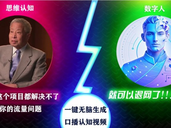 2024下半年最新引流方法，数字人+思维认知口播号，五分钟制作，日引创业粉300+